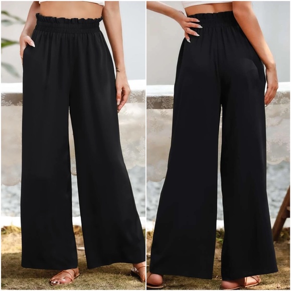 02 Black Minimalist Wide Leg Lounge Pants - Picture 2 of 2